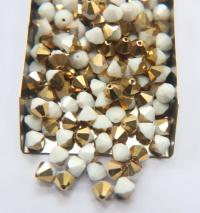 5/6/8 MM Vintage Chalk White Aurum Swarovski Bicone Beads 12/24/36/72/144/432 Pieces Jewelry making
