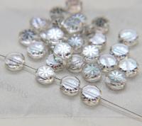 10mm SWAROVSKI Vintage Petals printed flat Crystal Beads in Crystal 2/4/24/72/144 Pieces PREMIUM Materials