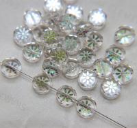 10mm SWAROVSKI Vintage Petals printed flat Crystal Beads in Crystal 2/4/24/72/144 Pieces PREMIUM Materials