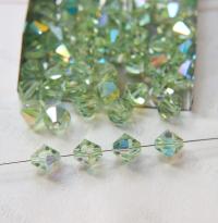 10MM Chrysolite Aurore Boreale Vintage Swarovski Bicone Beads 12/36/72/144/288 Pieces Haute couture embellishments, premium beads, vintage
