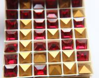10mm Siam Clear Square Rhinestones Vintage Swarovski 4400 Gold Foil Pointed Back 2/6/12/36 Pieces fancy stones, jewelry making, craft supply
