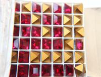 10mm Siam Clear Square Rhinestones Vintage Swarovski 4400 Gold Foil Pointed Back 2/6/12/36 Pieces fancy stones, jewelry making, craft supply
