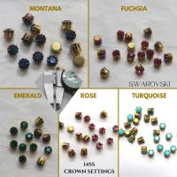 Swarovski 14 SS Vintage Crown Prong Settings in (5 Colours) 36/72/144/432 Pieces jewelry supplies, strass embellishments, vintage rare