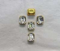 Swarovski 10X8 MM Rectangle Vintage Crystal Prong Settings 2/6/12 Pieces BRASS SETTINGS, strass embellishments, vintage rare