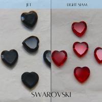 Swarovski Vintage Heart Flat Rhinestones - 10mm in Jet / Light Siam 12/24/48 Pieces fancy stones, jewelry making, craft supply