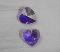 28 MM Swarovski Crystal Heart Pendant Beads 6202 Crystal drops in Crystal AB /Violet AB vintage findings, jewelry making