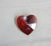 40 MM Swarovski Crystal rare big Heart Pendant Beads 6202 Crystal drops in Crystal Red Magma vintage findings, jewelry making