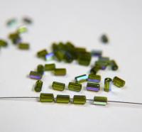 5230 Swarovski vintage cylindrical crystal beads Olivine Aurora Boreale mm 6x3 Swarovski Elements  6/12/36 Pieces, vintage findings