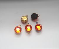 Swarovski 11 mm Round setting drop dangle Vintage Chaton Roses (one/two loop) 6/12/24/100/300 Pieces jewelry supplies in Brass/Vintage Black