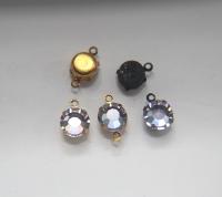 Swarovski 11 mm Round setting drop dangle Vintage Chaton Roses (one/two loop) 6/12/24/100/300 Pieces jewelry supplies in Brass/Vintage Black