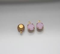 Swarovski 11 mm Round setting drop dangle (one/two loop) in Rose Alabaster 6/12/24/100/300 Pieces jewelry supplies in Brass/Vintage Black