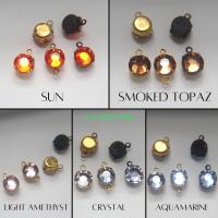 Swarovski 11 mm Round setting drop dangle Vintage Chaton Roses (one/two loop) 6/12/24/100/300 Pieces jewelry supplies in Brass/Vintage Black
