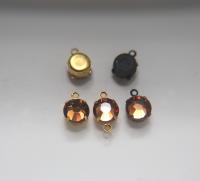Swarovski 11 mm Round setting drop dangle Vintage Chaton Roses (one/two loop) 6/12/24/100/300 Pieces jewelry supplies in Brass/Vintage Black