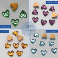Swarovski 10 mm Article # 2893/4 Vintage Flat Back Heart Cabochon Cabs (4 colors) 2/6/12/36 pieces home decorations / jewelry making