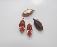 Swarovski Navette Stones setting drop dangle (one loop) in 12 colors 2/6/24/72 Pieces jewelry supplies Brass/Vintage Black
