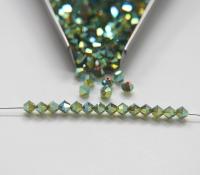 4mm Preciosa Peridot 2X Aurore Boreale Bicones Beads 36/72/144/432/720 Pieces PREMIUM MATERIALS,embroidery materials, jewelry supplies