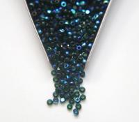 8/0 Charlotte Cut Beads Patina Transparent Deep Green Aurore Boreale PREMIUM SEED Beads jewelry supply vintage findings