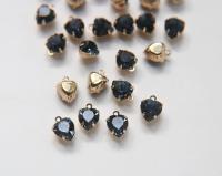 Swarovski 8mm Fancy heart Stones 1 ring setting drop dangle gold plated in Montana 6 Pieces jewelry supplies findings