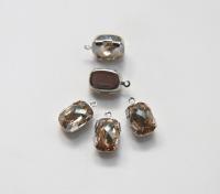 SWAROVSKI Rectangke Drop in drop setting Rhodium plated 18x11mm 1 piece jewelry supplies pendant