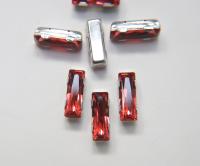 Swarovski 21x7 Baguette Clips Sewon 4 hole in Padparadscha Rhodium plated Settings (2 pieces) embroidery materials craft vintage