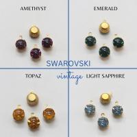 Vintage Swarovski 6mm Cabochon Round stone setting drop one loop  jewelry supplies in Brass jewel making