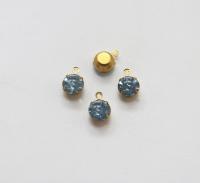 Vintage Swarovski 6mm Cabochon Round stone setting drop one loop  jewelry supplies in Brass jewel making
