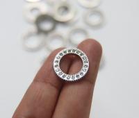20mm Swarovski Round Ring 4 pieces Rhodium Plated Plastic findings vintage components jewelry making craft supplies decoration