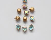 Swarovski 8mm Fancy heart Stones 1 ring setting drop dangle in Crystal AB 6 Pieces jewelry supplies findings