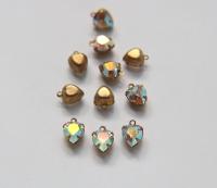 Swarovski 8mm Fancy heart Stones 1 ring setting drop dangle in Crystal AB 6 Pieces jewelry supplies findings