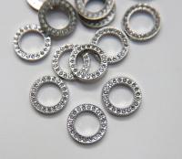 20mm Swarovski Round Ring 4 pieces Rhodium Plated Plastic findings vintage components jewelry making craft supplies decoration
