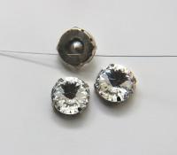 Swarovski 18mm Crystal Rivoli 1122 round Silver Clips Sewon 4 hole embroidery materials sewing jewelry making craft vintage supplies