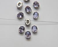 Swarovski 10X8 MM Oval Light Tanzanite in Vintage Silver Prong Settings BRASS SETTINGS strass embellishments vintage rare