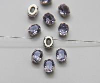 Swarovski 10X8 MM Oval Light Tanzanite in Vintage Silver Prong Settings BRASS SETTINGS strass embellishments vintage rare