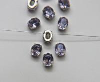 Swarovski 10X8 MM Oval Light Tanzanite in Vintage Silver Prong Settings BRASS SETTINGS strass embellishments vintage rare