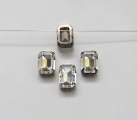 Swarovski 14x10 Crystal 4610 Octagon Silver Clips Sewon 4 hole embroidery materials sewing jewelry making craft vintage supplies