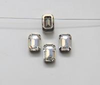 Swarovski 14x10 Crystal 4610 Octagon Silver Clips Sewon 4 hole embroidery materials sewing jewelry making craft vintage supplies