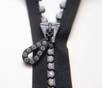 SS24 (13 inch) Swarovski Crystal Rhinestone Black Zipper closed at one end by PC