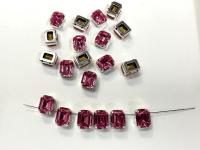Swarovski 10X8 MM Octagon in Vintage Silver Prong Settings BRASS SETTINGS strass embellishments vintage rare