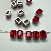 Swarovski 10X8 MM Octagon in Vintage Silver Prong Settings BRASS SETTINGS strass embellishments vintage rare