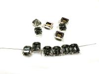 Swarovski 10X8 MM Octagon in Vintage Silver Prong Settings BRASS SETTINGS strass embellishments vintage rare