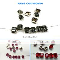 Swarovski 10X8 MM Octagon in Vintage Silver Prong Settings BRASS SETTINGS strass embellishments vintage rare
