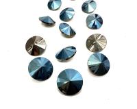 12mm Metallic Blue Vintage Swarovski 3015 Sew On Rivoli Button Genuine Swarovski Crystal