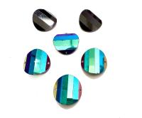 Crystal Rainbow Dark  Swarovski Crystal Square Faceted Buttons for Sewing Projects - 16mm Vintage Crystal Button Beads and Jewelry Supplies