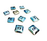 Metallic Blue (3017) Swarovski Crystal Square Faceted Buttons for Sewing Projects - 16mm Vintage Crystal Button Beads and Jewelry Supplies