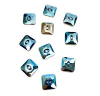 Metallic Blue (3017) Swarovski Crystal Square Faceted Buttons for Sewing Projects - 16mm Vintage Crystal Button Beads and Jewelry Supplies