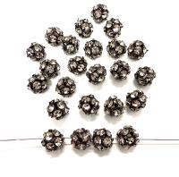 Vintage Swarovski crystal ball bead 11mm crystals rhinestones in black color setting the setting made of brass- RARE jewelry making craft