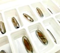 Vintage Swarovski 4161 Long Classical Oval 21x7mm Light Colorado Topaz Satin unfoiled (2 Pieces) gemstones, jewlery making, color zirconium