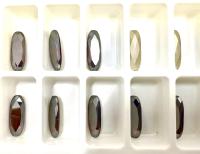 Vintage Swarovski 4161 Long Classical Oval 21x7mm Amethyst Satin foiled (2 Pieces) gemstones, jewlery making, color zirconium