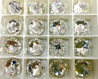 SWAROVSKI 16mm Crystal Foiled 2020 Round Rauten Rose Cut Special Rhinestone Flat Back Fully Faceted Pointed Top Vintage findings