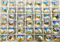Vintage Swarovski 12mm Cushion Cut in Crystal Blue AB 4461 Premier Crystal 2 Pieces fancy stones, jewelry making, craft supply